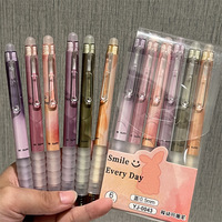 Stylo Gel Rétractable Effaçable Pointe ST 0,5 mm Thermosensible à Clic, Stylo Neutre Mignon Dessin Animé Papeterie Étudiant Bleu