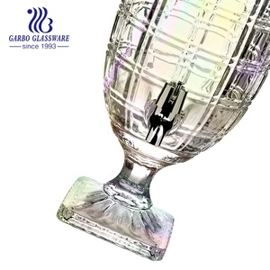 Distributeur de boissons en verre coloré plaqué ionique de grande taille 4500 ml 5 L avec robinet en métal ou en plastique pour boissons chaudes et froides, jus - Product Image 2