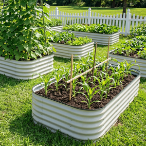 <span class=keywords><strong>Pieds</strong></span> de jardinière ovale en métal surélevés avec fond ouvert pour fournitures de jardinage - Product Image 6