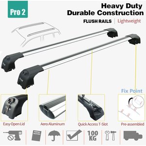 Barras Transversales para Techo de Audi Q7 2016+, Portaequipajes de Aluminio para Rieles Integrados, Accesorios para Automóviles al por Mayor, Ajuste Personalizado, Negro/Plateado - Product Image 2