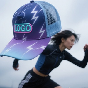 Custom Lightning 5 Panel Sporty Structured Baseball <b>Cap</b> Custom Logo Digital Sublimation Printing 100% Cotton Canvas Fabric - Product Image 1