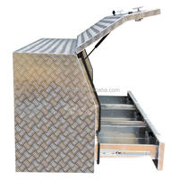 High Side Full Opening Aluminium Tool Boxes with Drawers and Shelf 3/4 Opening Toolbox Truck Box Storage Box