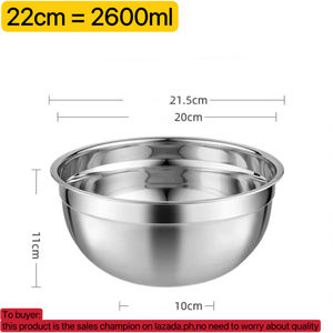 Cuenco grande de acero inoxidable grueso de varios tamaños de grado alimenticio asequible #304, ensaladera de 22cm de profundidad, lavabo de almacenamiento de alimentos | BINLU - Product Image 2