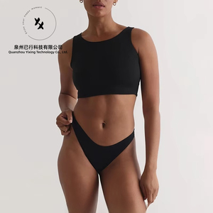 Haut court de yoga et de sport pour femme, personnalisé, extensible, en polyester et élasthanne, à col rond, pour l'été - Product Image 3