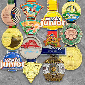 Médaille de récompense sportive en alliage de zinc plaqué argent et <span class=keywords><strong>or</strong></span>, avec impression typographique, remplissage de couleur, logo, texte et numéro personnalisés - Product Image 3