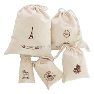 organic Cotton Canvas material drawstring gift pouch Bag wholesale