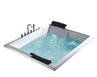 Baignoires Spa AOWO avec Douche Portable, Baignoire Balnéo en Acrylique, Hydromassage Face à Face, Jacuzzi, Bain à Remous