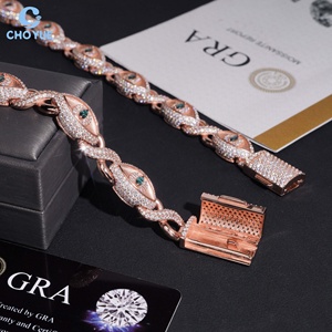 Collier chaîne cubaine en moissanite au design œil classique, plaqué rhodium, en argent massif 925, bijoux hip-hop Iced Out - Product Image 2