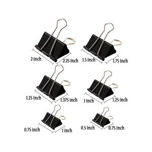 Clips en papier noirs personnalisés en gros à bas prix, mini-clips de reliure en métal, pinces pour fournitures de bureau - Product Image 3