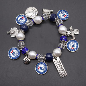 Nouveau bracelet en pierre naturelle à perles élastiques à la mode, équipe de basket-ball NBA 30, unisexe, <span class=keywords><strong>Lakers</strong></span> 76ers - Product Image 2