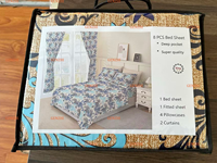 Ensemble de draps de lit personnalisé imprimé de 8 pièces avec rideaux, motifs d'emballage parfaits, ensemble de draps de lit de 8 pièces