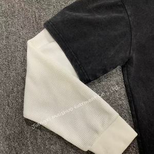 Camisetas de Manga Longa de Algodão com Impressão DTG em Camadas Duplas, Lavadas com Ácido, Estilo Vintage, Camisetas Personalizadas para Homens - Product Image 6