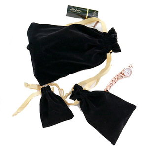 Gold Rim Flannelette Earrings Pouch with <b>Recyclable</b> Drawstring Closure Customizable Hot Stamped Velvet Bag - Product Image 6