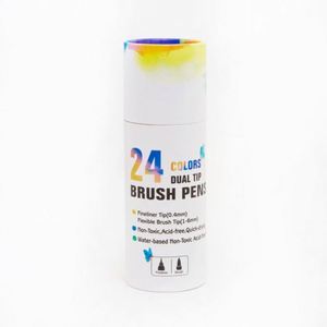 Wholesale 24-Color Art Marker Watercolor Brush Pen Dual Tips Marker with Fine Point & Permanent Ink for Drawing - Product Image 1
