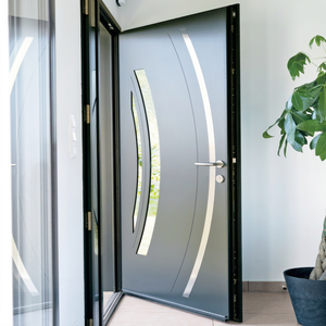 Portes d'entrée françaises modernes en alliage d'aluminium et verre avec isolation thermique pour villas - Product Image 1