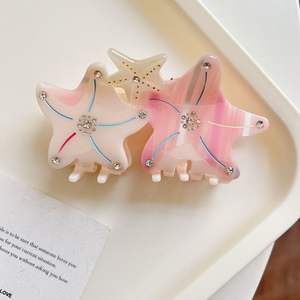 유행 불가사리 라인 석 아세테이트 헤어 클로 클립 컬러 블록 10.5cm 여성을위한 여러 스타 헤어 액세서리 - Product Image 5