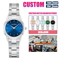 Jam Tangan Wanita Mewah Minimalis Kristal Quartz Stainless Steel untuk Bisnis, Mesin Jepang, Tahan Air, Hadiah