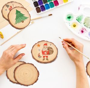 Grandi Dischi di Legno Grezzo e Cerchi in Legno Naturale Fai da Te per Decorazioni Creative per la Casa Opzione Logo Personalizzato - Product Image 5