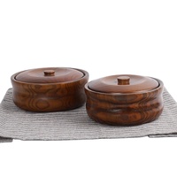Saladier en bois d'acacia durable Cuisine Grands bols en bois avec couvercle