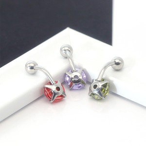 Anneau de nombril en acier inoxydable avec zircon coloré, clou à sertir, bijou de piercing unisexe tendance - Product Image 4
