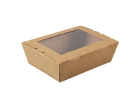 Boîte à lunch en papier kraft avec fenêtre, support OEM/ODM, faible MOQ, impression de logo personnalisée, écologique, grossiste