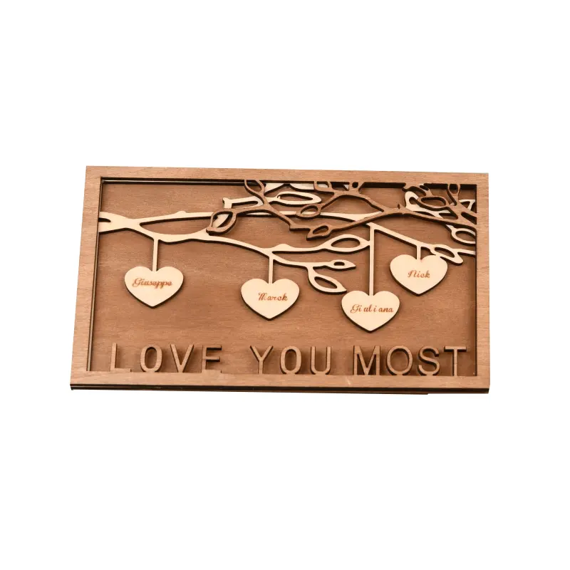 Wooden Personalized Engraved Sign Table Top Decoration Logo Mother's Day Square Shaped Decorations