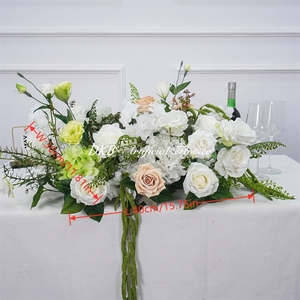DKB Wholesale High Simulation Artificial White Green Flower Runner for Wedding Aisle Back School Events Decoration - Product Image 2