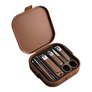 Ensemble de coupe-ongles en plastique compact et portable, résistant aux éclaboussures, 8 pièces ; logo personnalisé via sérigraphie, ensemble de couleurs, manucure/pédicure - Product Image 5