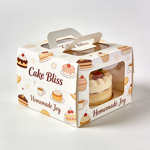 Cajas de Embalaje de Papel para Panadería con Diseño Impreso Personalizado del Fabricante, Cajas Reciclables para Alimentos, Cumpleaños, Bodas, Tiramisú, con Ventana - Product Image 1