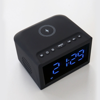 Réveil avec chargeur sans fil 15W, haut-parleur Bluetooth 3 en 1, fournitures hôtelières, haut-parleurs doubles, grand écran, haut-parleur de bureau, chargeur