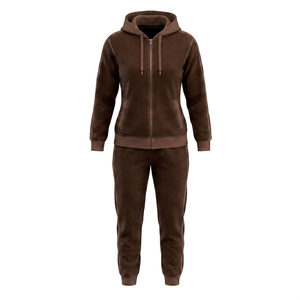 Factory Price Customized Logo & Design Women's Pullover Tracksuit Full Zipper Closure Sweatshirt and <b>Pants</b> Set Winter Wear - Product Image 1