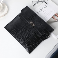 FS8394 Dompet Berkas Berkas Buaya Ular Burung Unta Mode Terbaru Tas Dokumen A4 untuk Ponsel Ipad File Pena 2 Buah dengan Slot Kartu