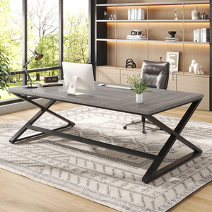 Extra Long Modern <strong>Office</strong> <strong>Desk</strong> Large <strong>Rustic</strong> Industrial Study Work Computer <strong>Desk</strong> for Home <strong>Office</strong> Bedroom Dining Living Room - Product Image 4
