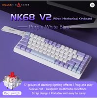 Clavier mécanique filaire monomode AJAZZ NK68V2, clavier de jeu portable, clavier mécanique léger RGB à commutation à chaud pour PC