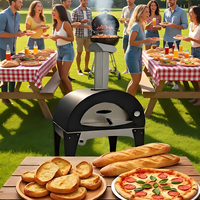 Four à pizza rotatif d'extérieur, four à pizza portable au gaz ou au bois avec pierre pour la cuisson, idéal pour le jardin et le camping, corps en acier inoxydable