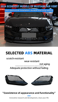 Grille de ventilation en nid d'abeille noir brillant pour Ford Mustang EcoBoost, insert de calandre avant en ABS, accessoires de modification automobile
