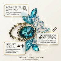 Autocollants Bijoux de Visage Couronne Cristal Bleu Strass Auto-adhésifs pour Enfants Fête Festival
