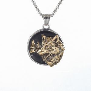 Stainless Steel Nordic Viking Odin Fenrir <b>Wolf</b> Men's Amulet <b>Necklace</b> <b>Wolf</b> Head Pendant for Viking Jewelry - Product Image 1
