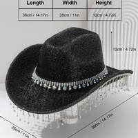 Chapeaux de Cowboy en Gros à Paillettes Dorées, Perles et Strass, Franges, pour Festivals de Musique Disco et Fêtes