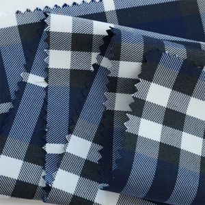 قماش فحص مصبوغ مغزول عالي الجودة باللون الأزرق والأبيض الرمادي 230 جم/متر مربع من نسيج التويل تريون سراويل فساتين تنورات من إيلين - Product Image 3