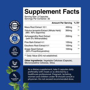 Capsules d'extrait de Maca, Ashwagandha et écorce de pin de qualité supérieure, capsules végétaliennes de Maca, capsules de soutien énergétique et de performance à base de Maca - Product Image 2