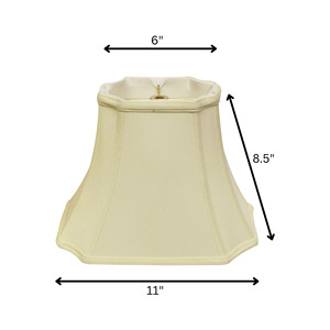 HMS 11 \ "paralume in Shantung avorio di lusso asiatico costiero lampada da interno rettangolo rovesciato cono campana in tessuto metallico in Rattan - Product Image 3