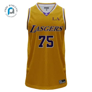 PURE customized Los Angeles team club basketball jerseys uniform polyester sublimation quick dry basketball wear singlet