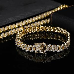Hop 9mm Single Row Zircon Cuban <b>Bracelet</b> Personality <b>Couple</b> <b>Bracelet</b> Accessories Women Tanjing Fashion Lijing Necklace - Product Image 1