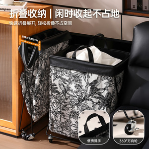 Collapsible Laundry <b>Basket</b> With Wheels <b>Large</b> Capacity Foldable Storage Organizer For Bathroom Clothes And Miscellaneous Items - Product Image 3