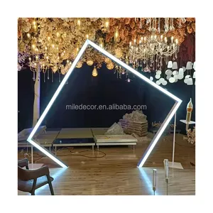 Geometric Metal Wedding Backdrops Arch Door Tunnel Lighted Background Panels Props Stage For Events Decoration