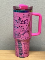 USA Or arc-en-ciel Plaqué Acier Inoxydable Gravure Laser Blancs Tasse De Voyage En Gros En Vrac Tasse En Métal 40oz Gobelet avec Poignée