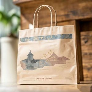 Bolsas de Papel Kraft Impresas Personalizadas con Asas Resistentes en la Parte Inferior, Ideales para Servicio de Entrega de Comida de Restaurantes - Product Image 5