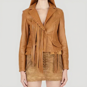 Stylish Fringed & Beaded <b>Western</b> Leather <b>Jacket</b> for Cowgirls, Women, Ladies, and Girls - Latest Designs with Unique Detailing - Product Image 1