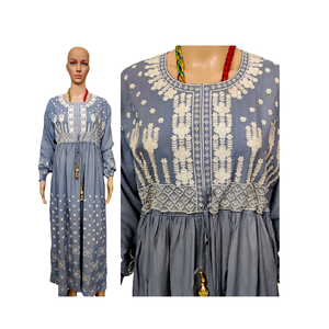 Elegant Traditional Muslim <b>Kaftan</b> Women Long Sleeve Cotton Maxi Dress <b>Plus</b> <b>Size</b> Abaya Party Casual Wear Rayon Girls - Product Image 1
